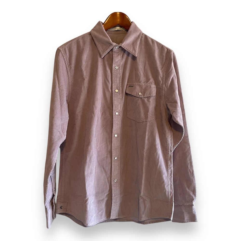Criquet Men's‎ Corduroy Western Pearl Snap Button Down Shirt Lavender Small NWT